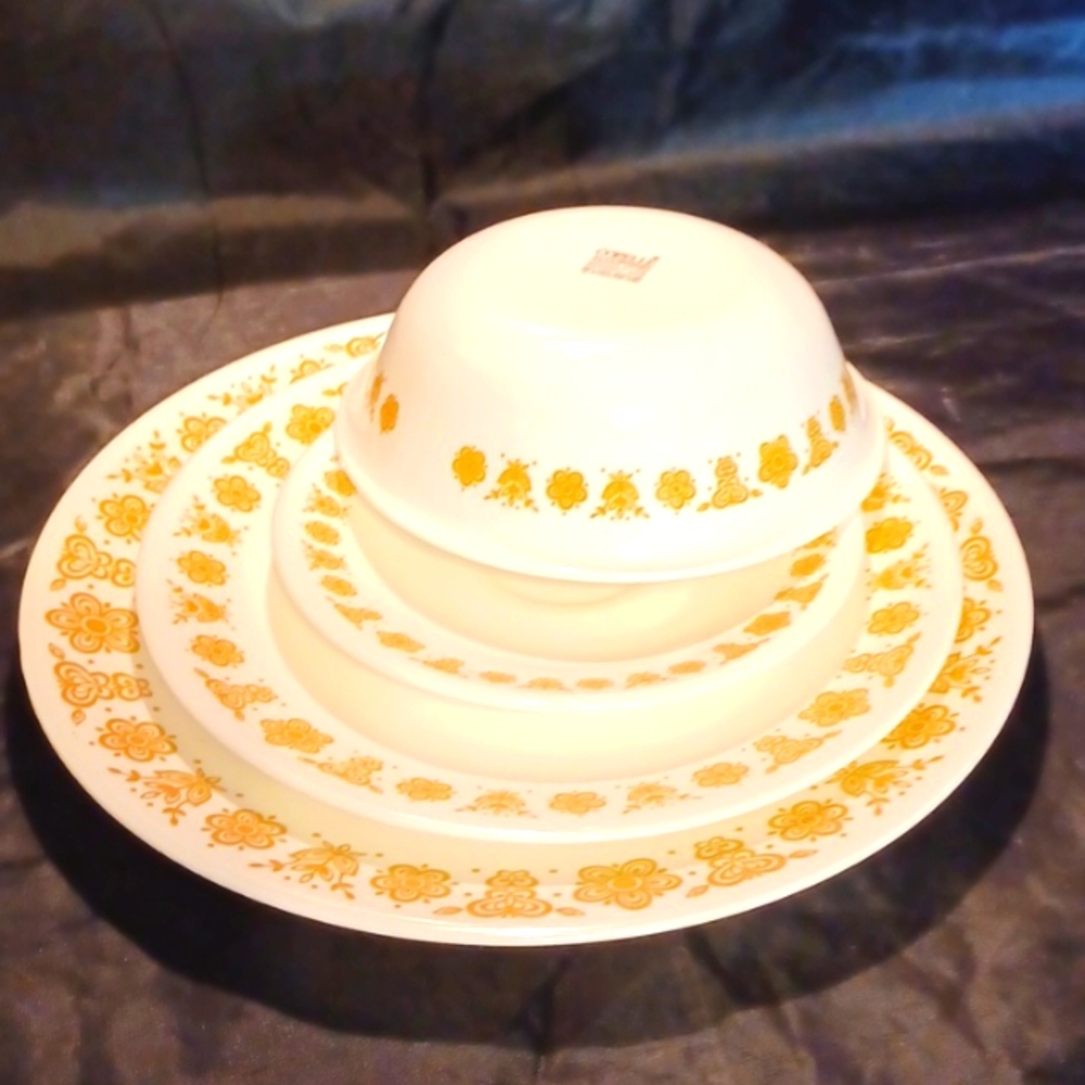 Corelle by Corning 4 peice place setting butterfly design